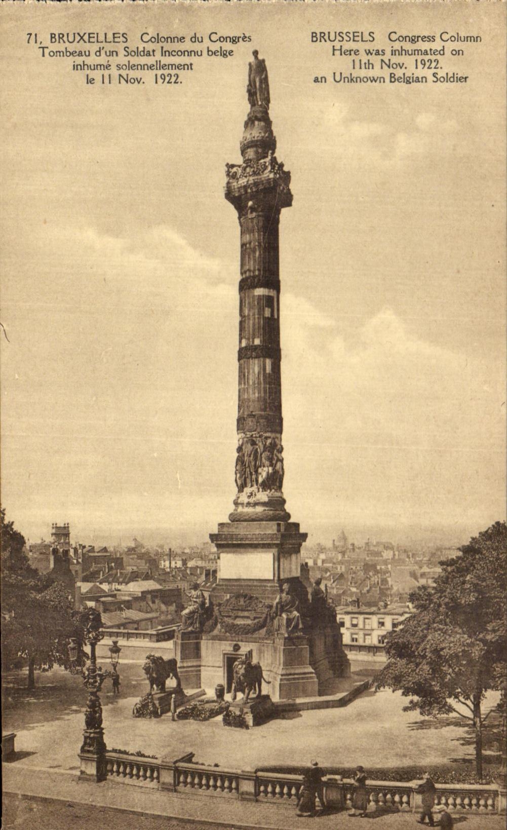 CPA Bruxelles Colonne du Congres Tombeau d'un Soldat Inconnu belge