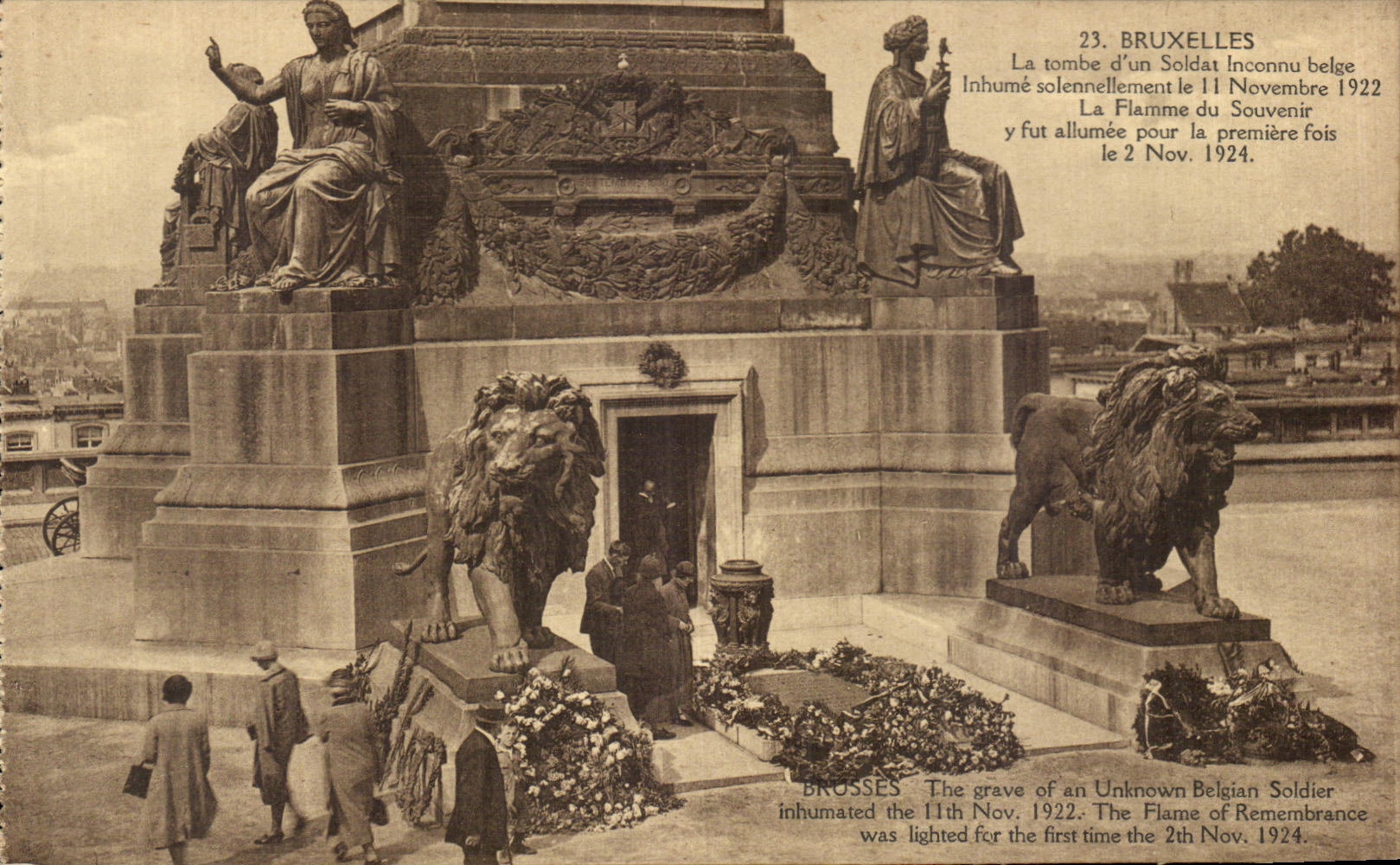 CPA Bruxelles La tombe d'un Soldat Inconnu Belge Inhume lions 