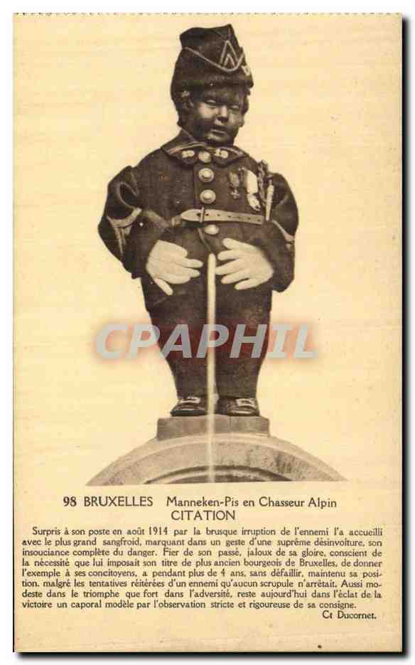 CPA Bruxelles Manneken Pis en Chasseur Alpin 