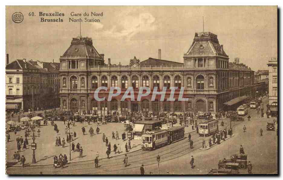 CPA Bruxelles Gare du Nord Tramways