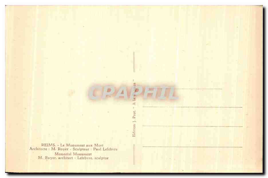 CPA Reims Le Mont aux Morts  — Verso