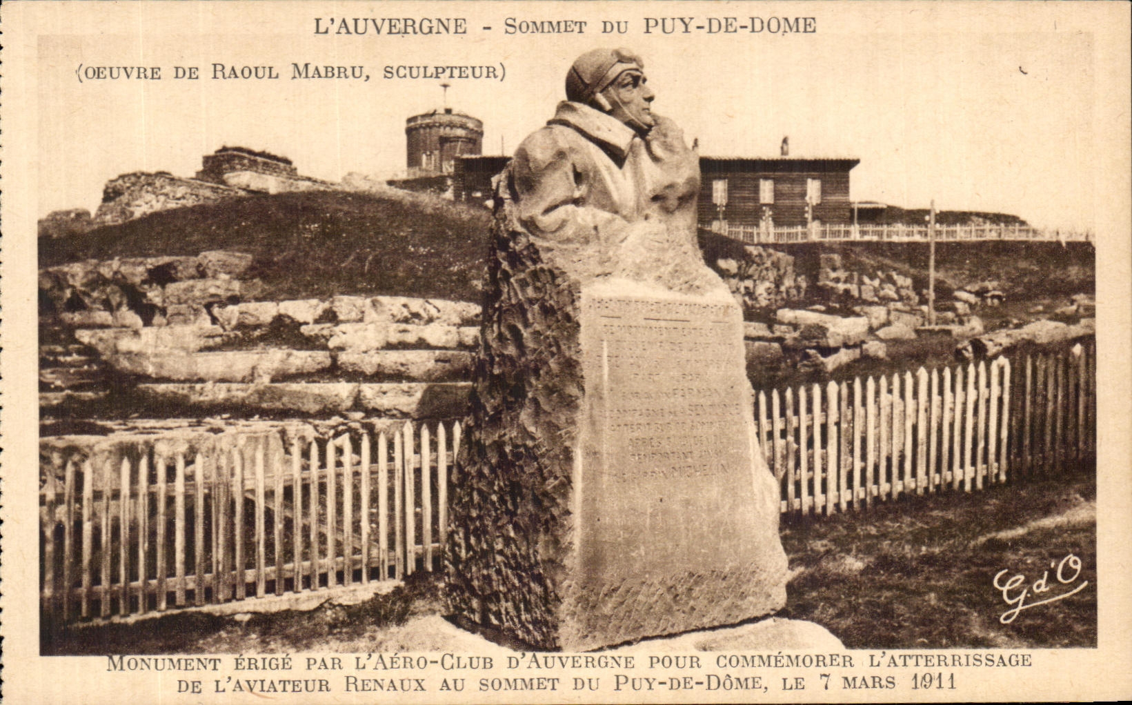 CPA L'auvergne Sommet Du Puy De Dome Monument Erige Par L Aero Club d'Auvergne Renaux 