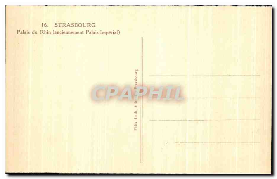 CPA Strasbourg Palais Du Rhin — Verso