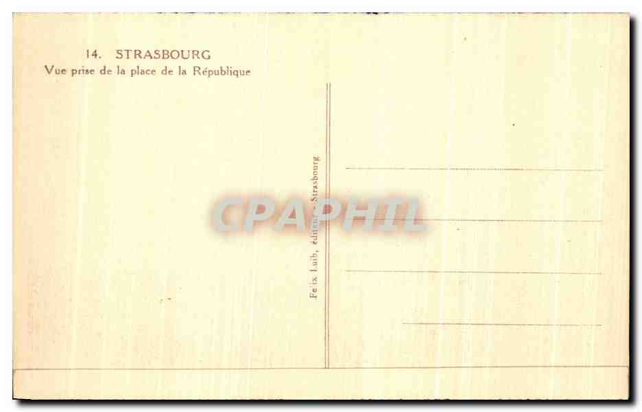 Straßburg — Ansicht vom Place de la République — Feix Laub, Verlag — Rückseite