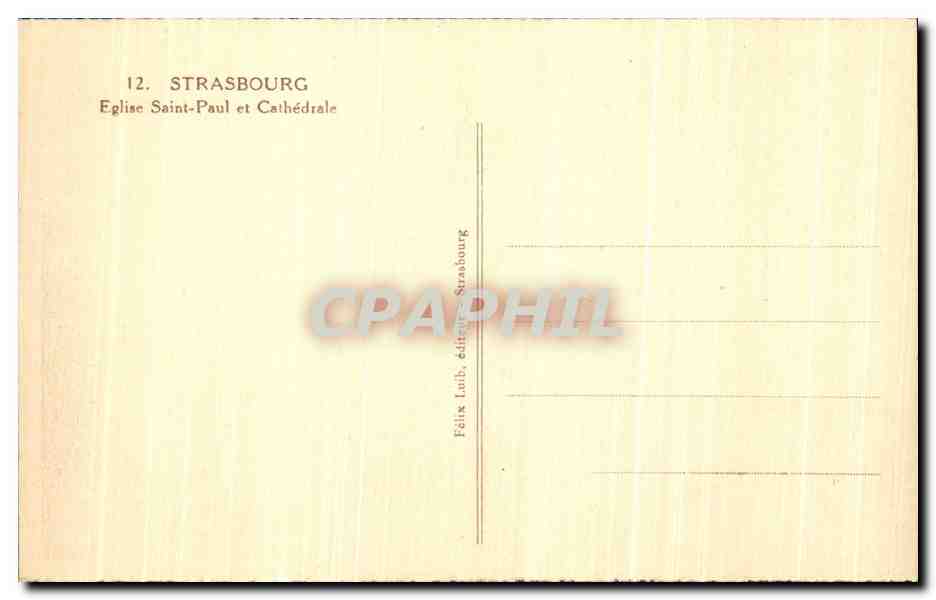 CPA Strasbourg Eglise Saint Paul Et Cathedrale — Verso