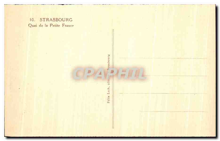 CPA Strasbourg Quai De La Petite France — Verso