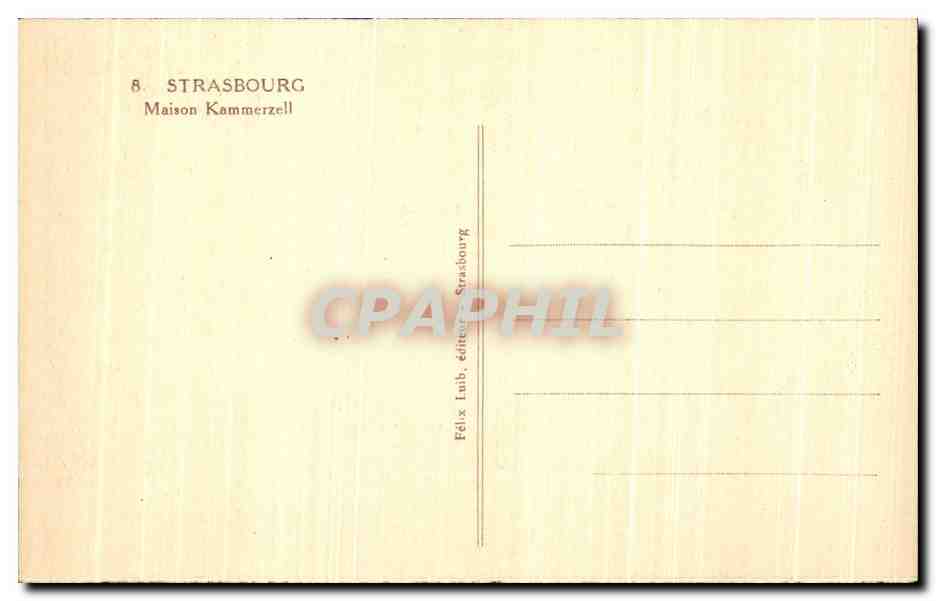 CPA Strasbourg Maison Kammerzell — Verso