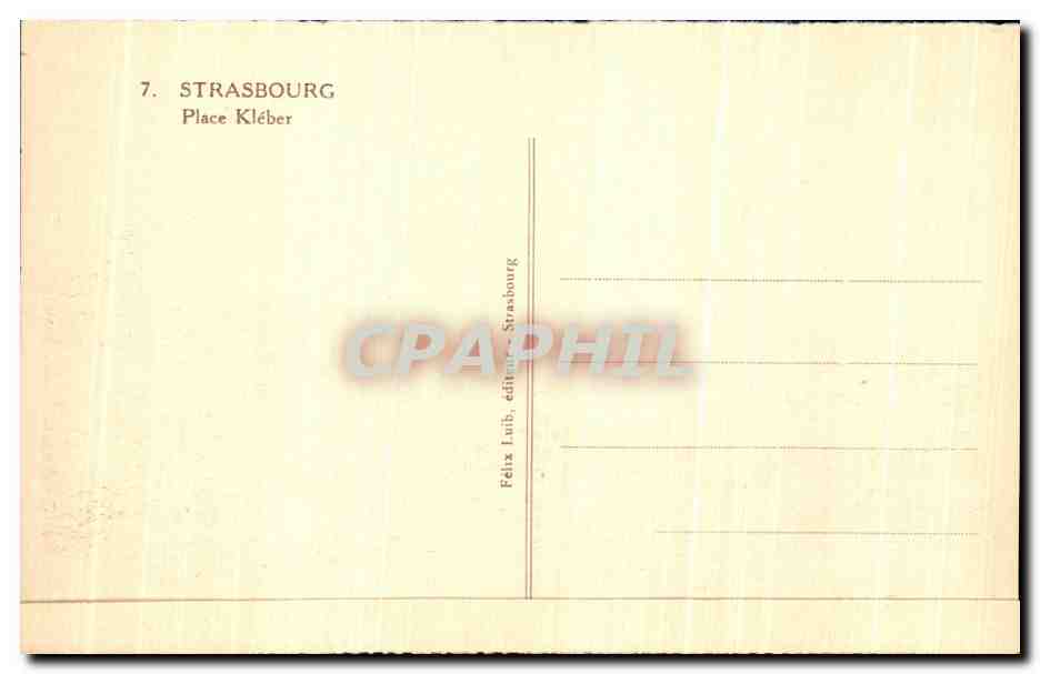 Strasbourg — Place Kléber — Félix Lüb, éditeur Strasbourg — Verso