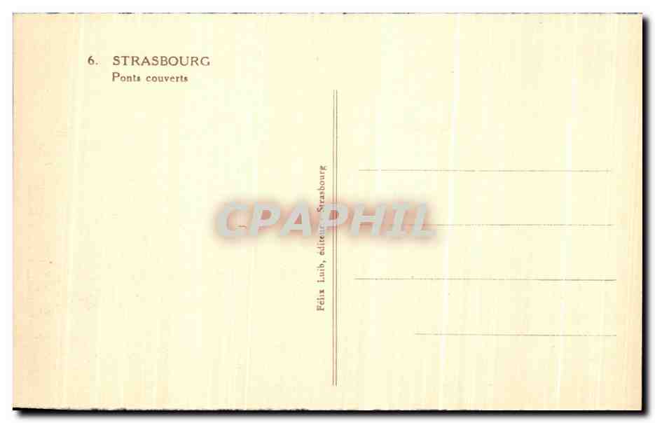 CPA Strasbourg Ponts Couverts — Verso