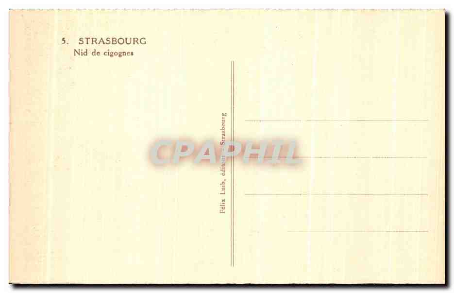 CPA Strasbourg Nid De Cigognes — Verso