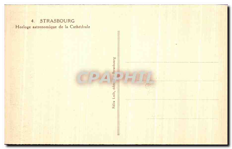 CPA Strasbourg Horloge Astronomique De La Cathedrale — Verso