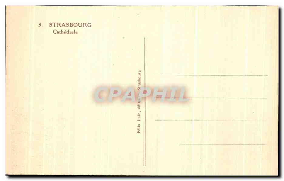 CPA Strasbourg Cathedrale — Verso
