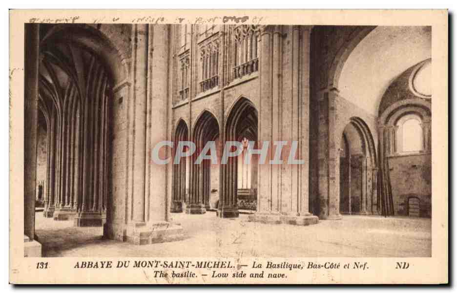 Abbaye du Mont-Saint-Michel — La Basilique, Bas-Côté et Nef — Éditeur : Carte Postale Illustrée