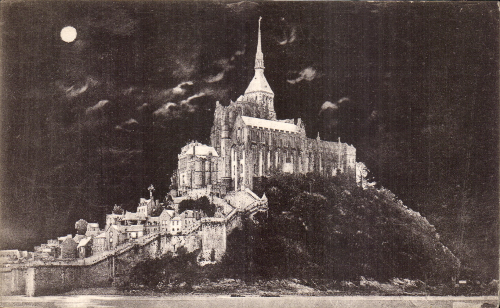 CPA Le Mont Saint Michel Cote Nerd au Clair de Lune