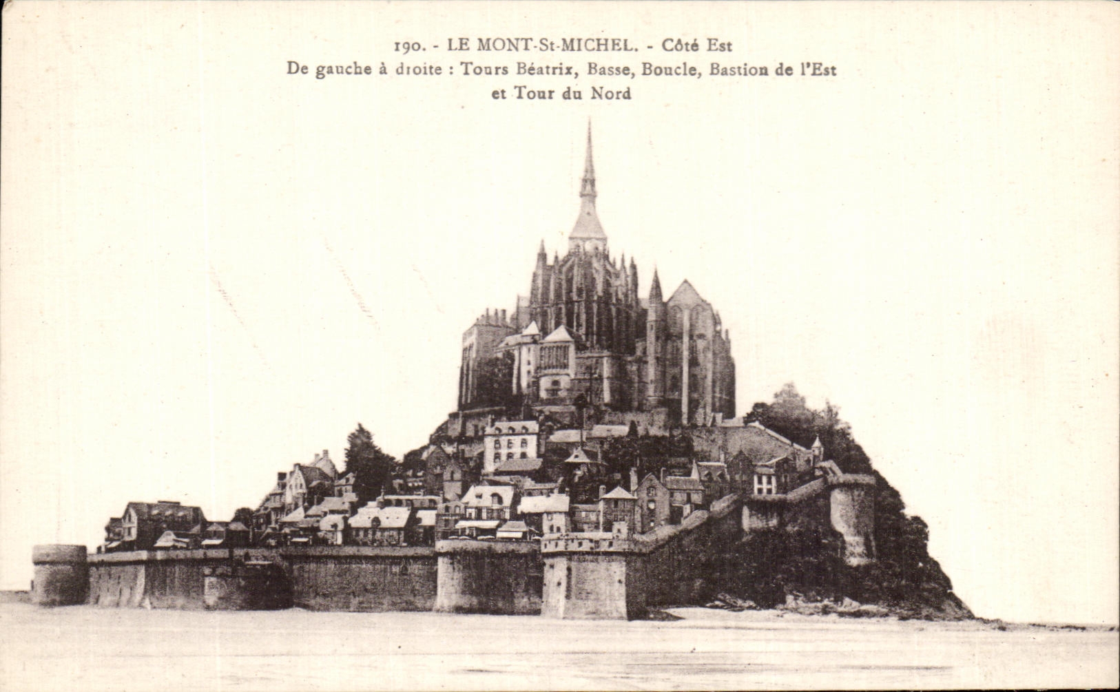 Le Mont-Saint-Michel - Côté Est - Tours Béatrix, Basse Boucle, Bastion de l'Est et Tour du Nord - Recto