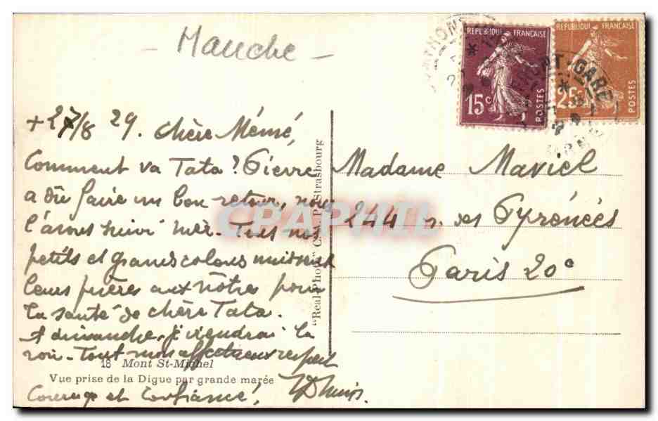 Mont Saint-Michel — Ansicht vom Digue bei hohem Wasser — Verlag CAPA — Rückseite