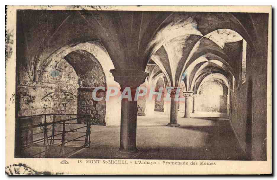 CPA Mont Saint Michel L'Abbaye Promenade des Moines