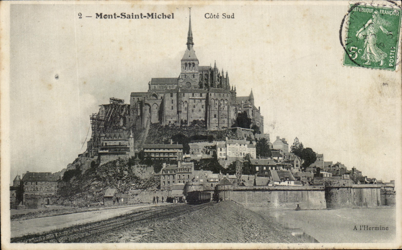 CPA Mont Saint Michel Cote Sud Train 