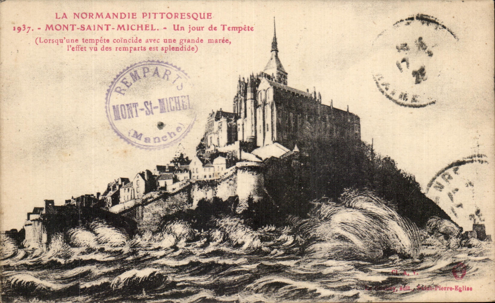 Mont-Saint-Michel — Un jour de Tempête — Remparts, éd. Gl. A. Y.