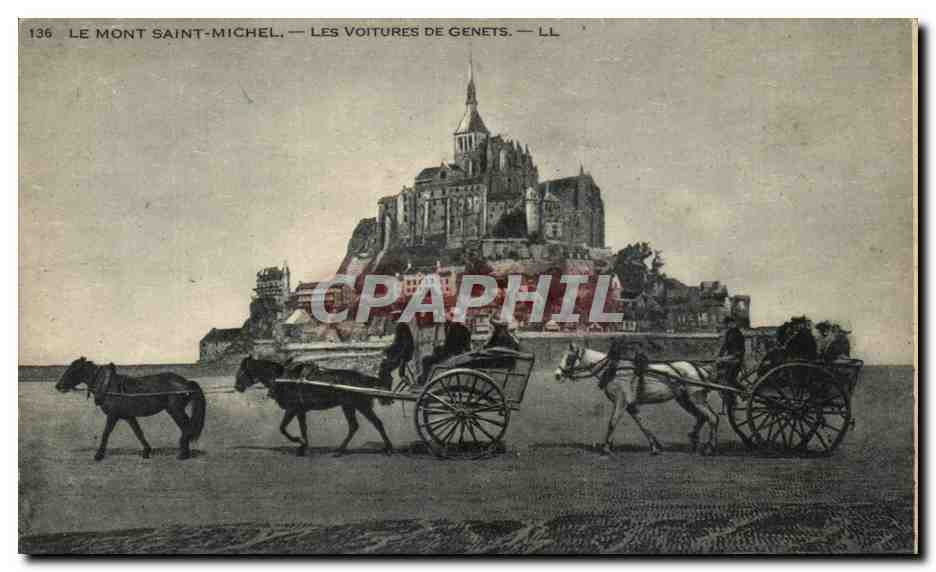 CPA Le Mont Saint Michel Les Voitures De Genets Pecheurs