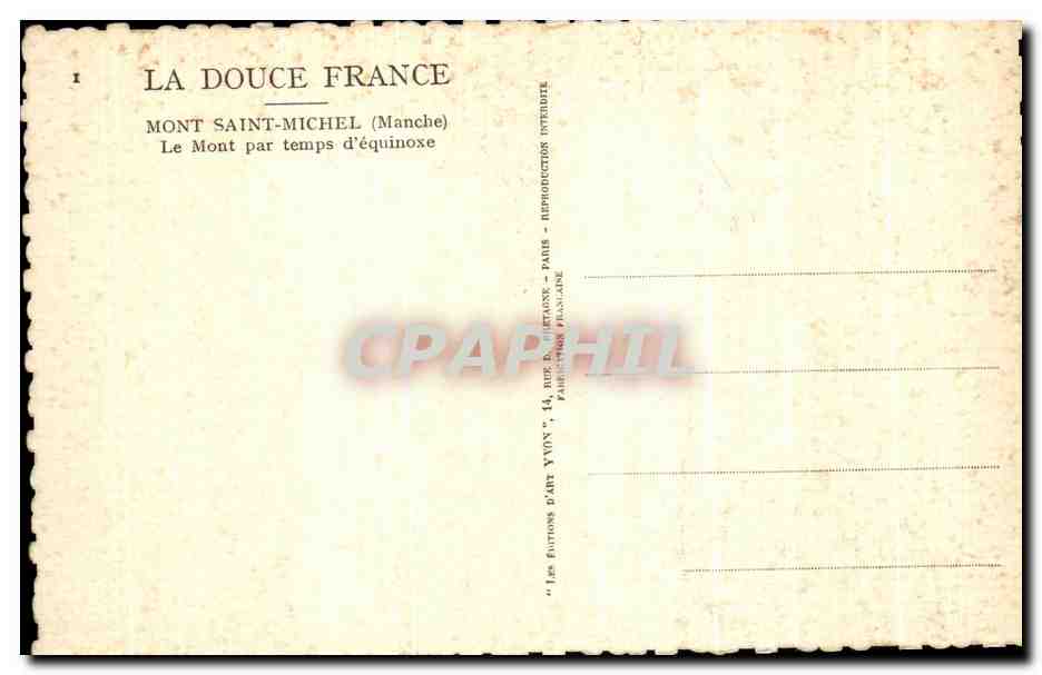 CPA La Douce France Mont St Michel Le Mont Par Temps d'Equinoxe — Verso