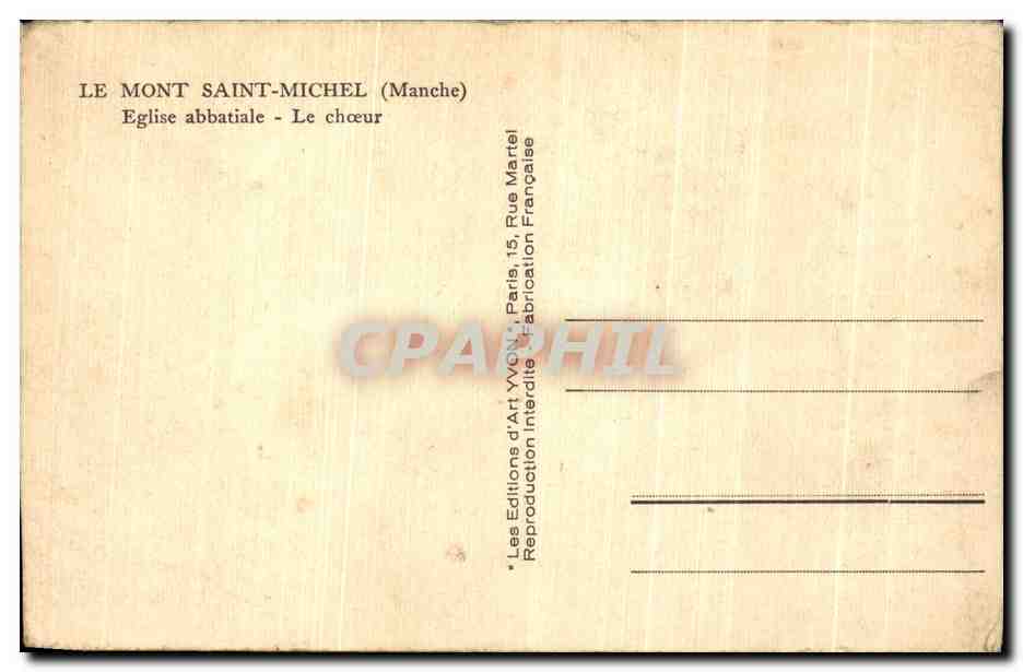 CPA Le Mont Saint Michel Eglise Abbatiale Le Choeur — Verso