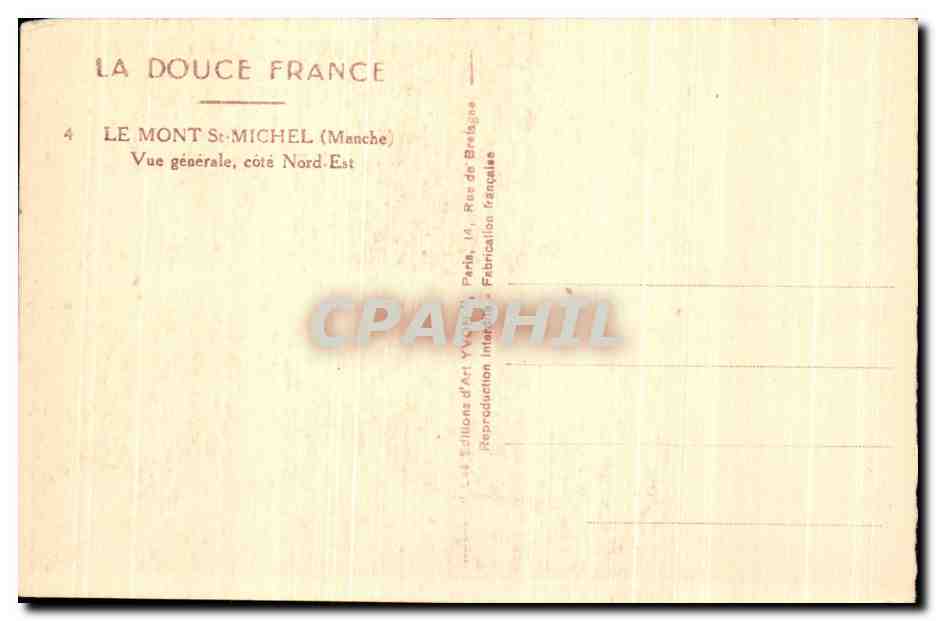 CPA La Douce France Le Mont St Michel Vue Generale Cote Nord Est — Verso