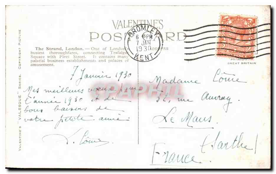 CPA The Strand London — Verso