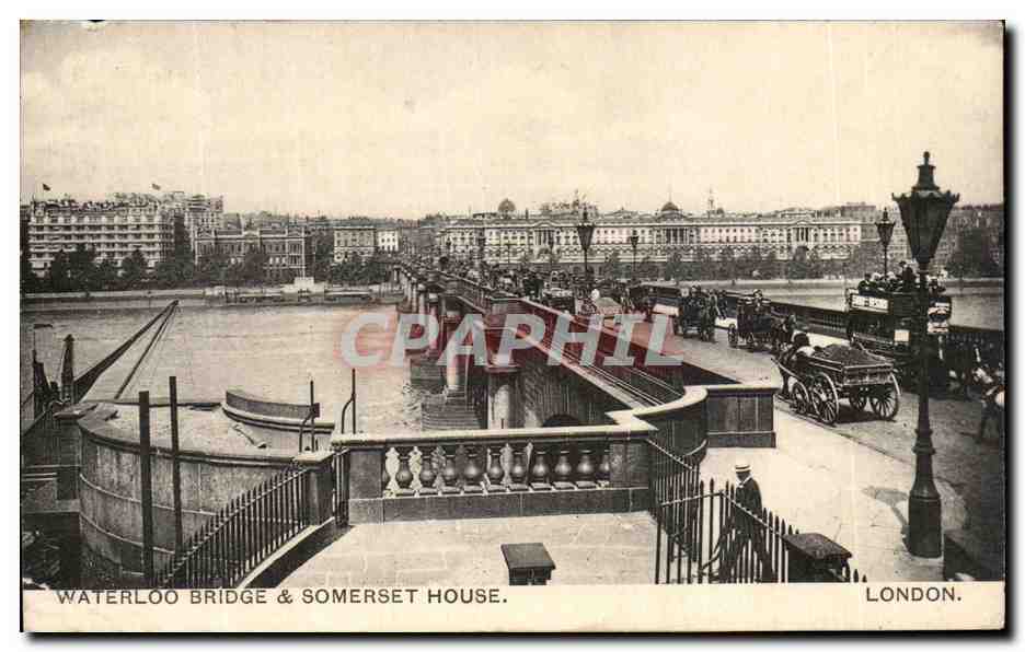 CPA Waterloo Bridge Somerset House London