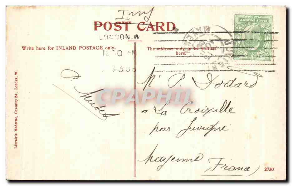 CPA Waterloo Bridge Somerset House London — Verso