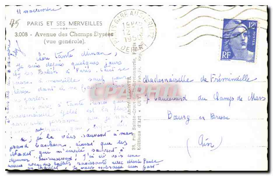 Paris et ses merveilles — Avenue des Champs-Élysées (vue générale) — André d'Art • Guy — Verso