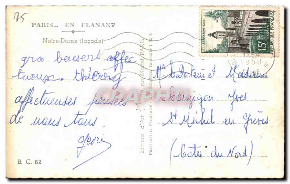 CPA Paris Et Flanant Notre Dame — Rückseite