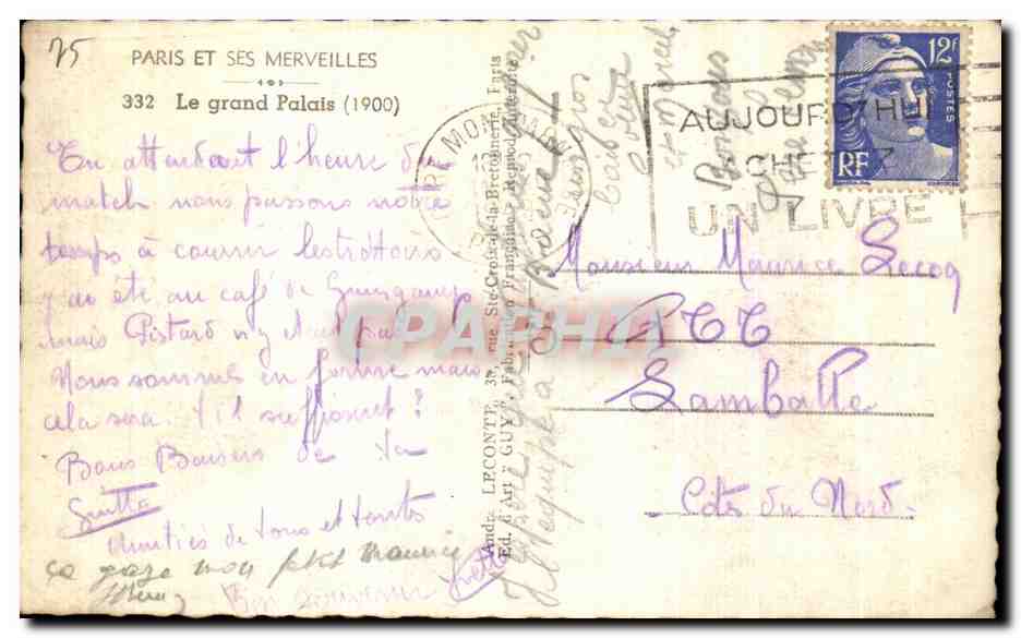 CPA Paris Et Ses Merveilles Le Grand Palais — Rückseite