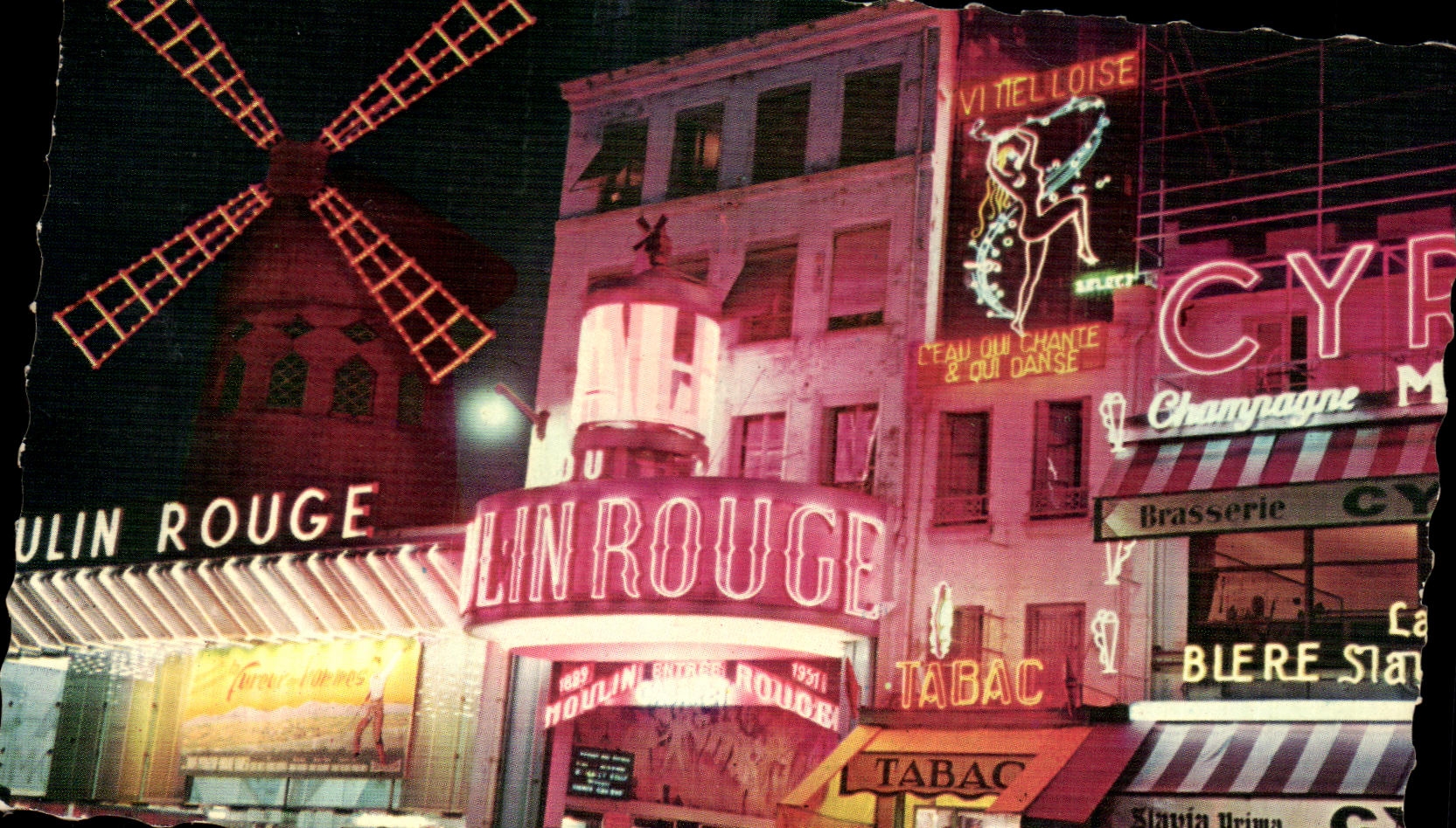 CPA Paris La Nuit Le Moulin Rouge Place Blanche Montmartre