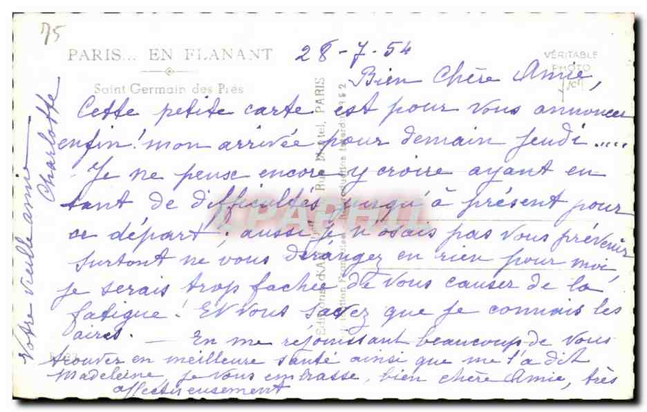 CPA Paris En Flanant Saint Germain Des Pres — Verso