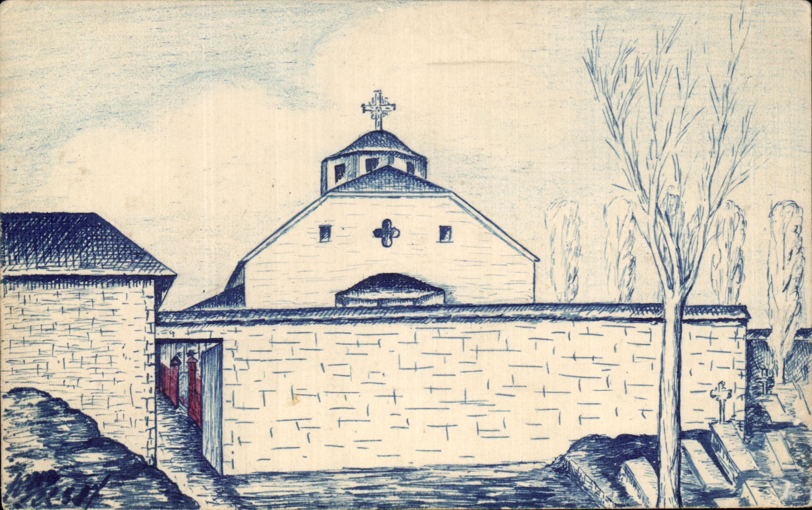 Église de Saint-Martin — dessin — éditeur et n° de série non lisibles