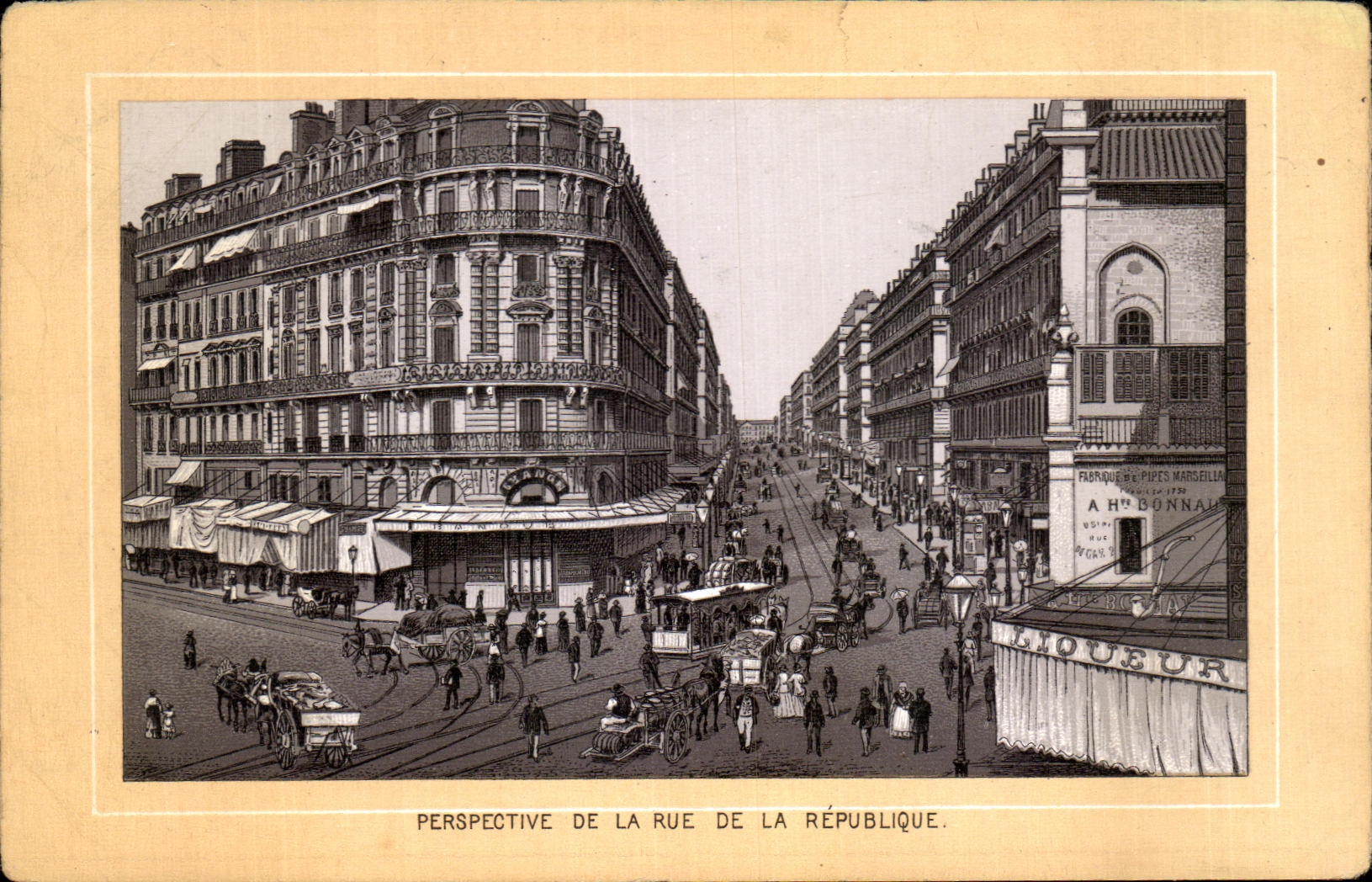 CPA Perspective De La Rue De La Republique Marseille