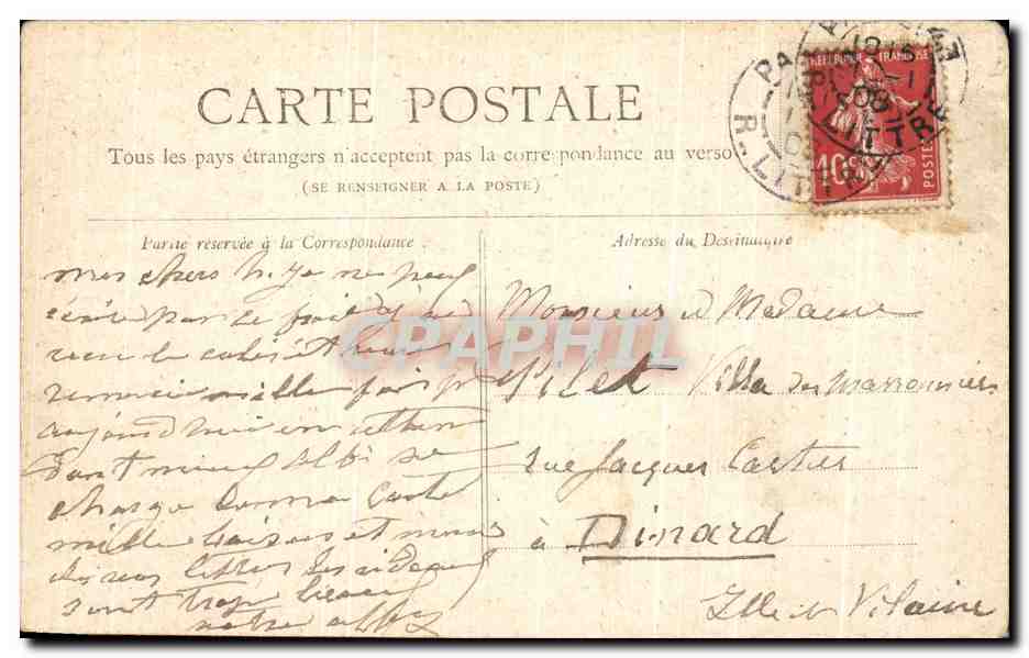 CPA Paris Eglise Saint Augustin — Verso