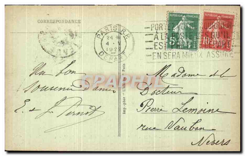 CPA Paris Boulevard St Denis et la Porte St Martin  — Verso