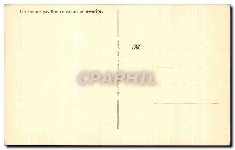 CPA Un Coquet Pavillon Construit en Everite — Rückseite