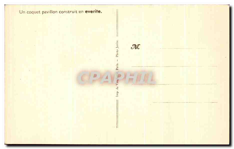 CPA Un coquet Pavillon Construit en Everite — Rückseite