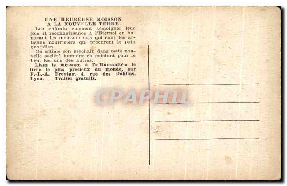 CPA Une Moisson a La Terre Promise Cheval de trait  — Rückseite