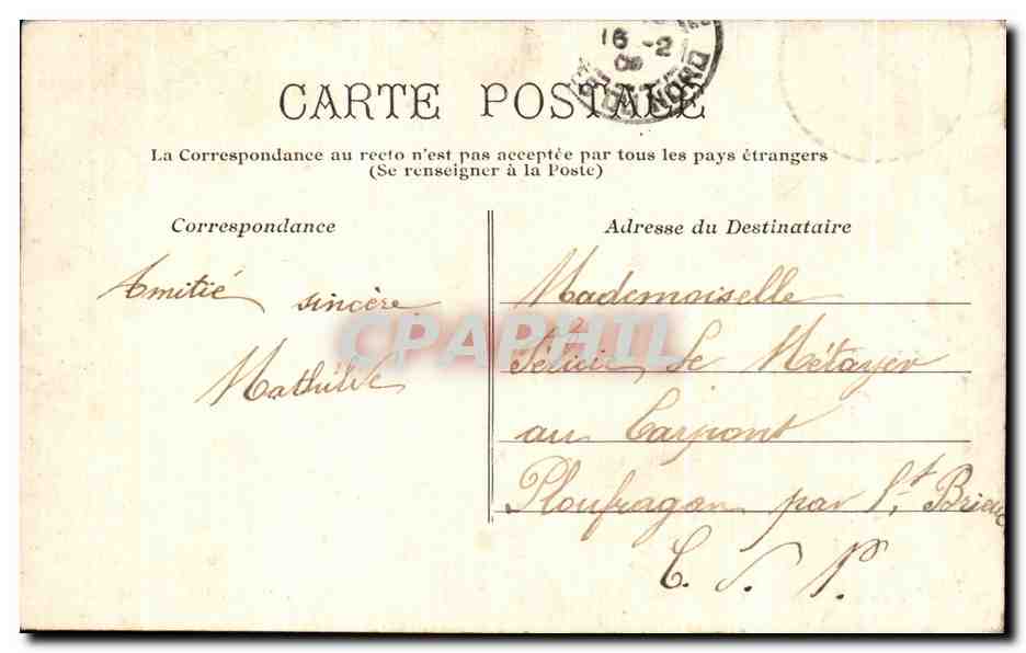 CPA Costumes De Guingamp A Paimpol — Rückseite