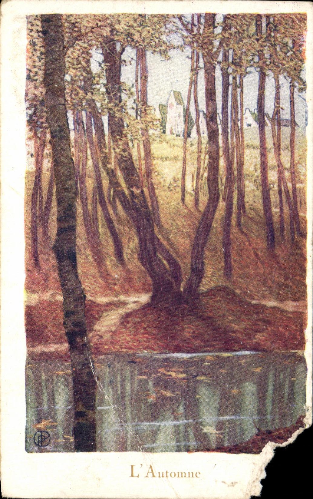 L'Automne — scène forestière avec étang — éditeur COLOR, Paris, N° 146