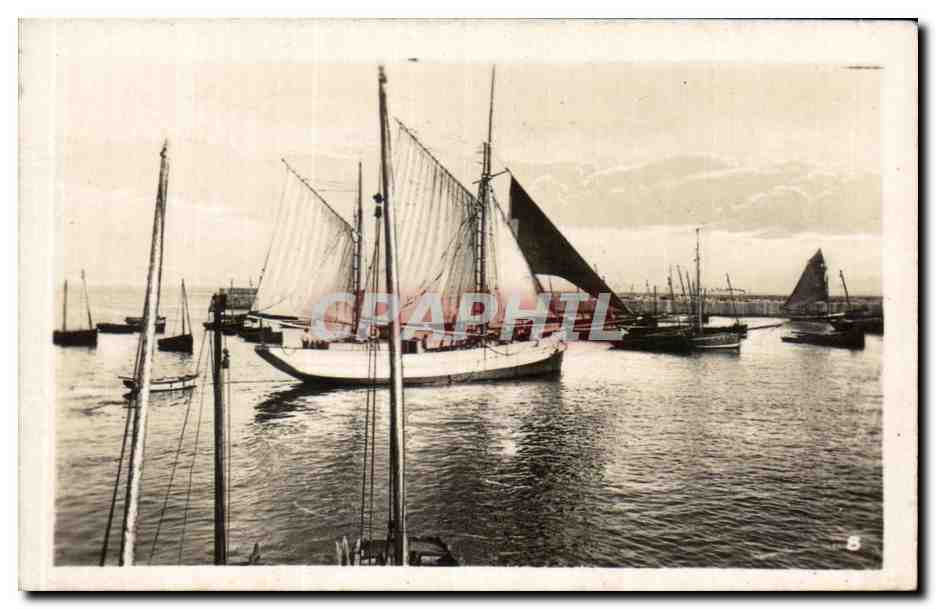 Harbor with sailboats — harbor view — Vintage Postcard/Antike Ansichtskarte CPAPHIL n°6
