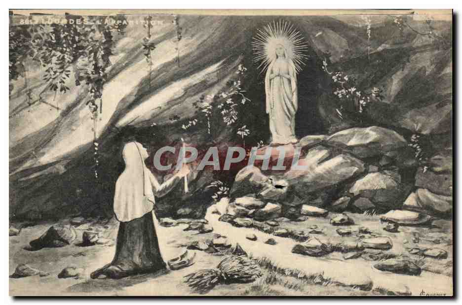 CPA lourdes L'apparition