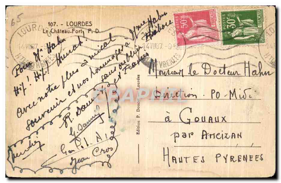 CPA Lourdes La Chateau Fort — Verso