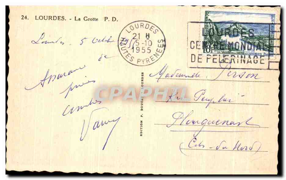 CPA Lourdes La Grotte — Verso