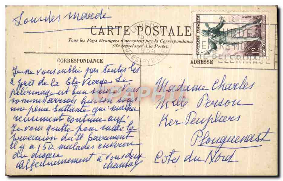 CPA Lourdes L'Apparition — Verso