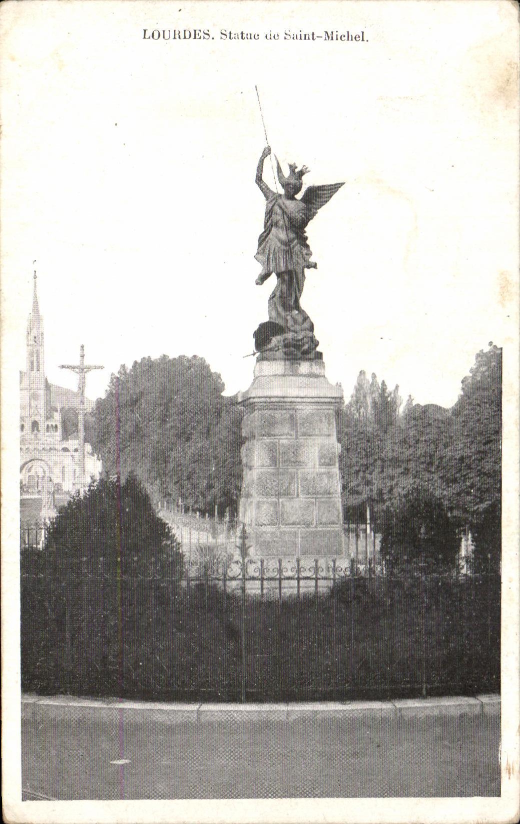 Lourdes. Statue of Saint Michael — unidentified publisher, series number not visible